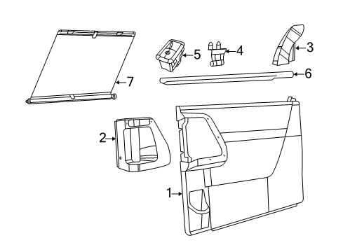 2013 Ram C/V Interior Trim - Side Loading Door Hook-Window Shade Diagram for 1DX30DX9AB
