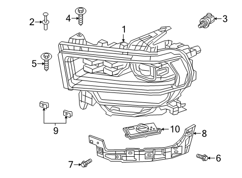 2021 Ram 2500 Headlamp Components ACTUATION Diagram for 68448767AA