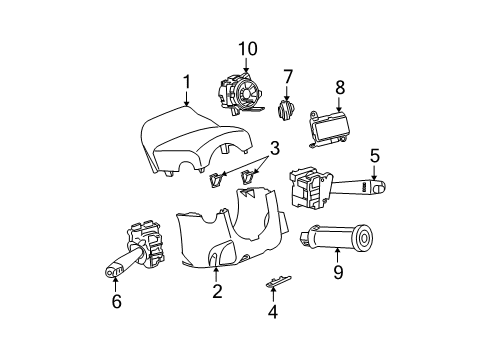 2005 Saturn Ion Shroud, Switches & Levers Wiper Switch Diagram for 19299456