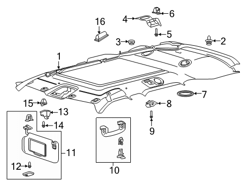 Interior Trim - Roof Visor Screw Diagram for W502661S451