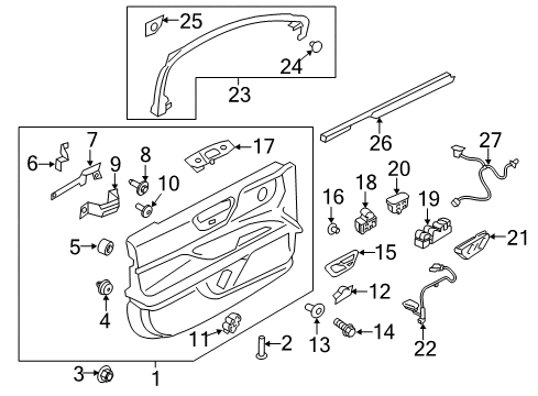 2018 Lincoln Continental Interior Trim - Front Door Door Trim Panel Nut Diagram for GD9Z54237A02A