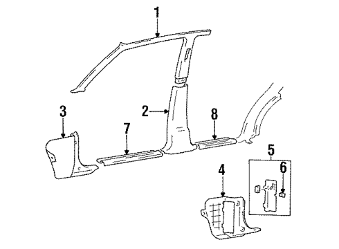 1996 Hyundai Sonata Interior Trim - Pillars, Rocker & Floor Cover-Cowl Side Fuse Box Diagram for 8582634100DAQ