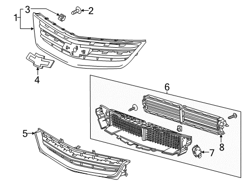 2017 Chevrolet Impala Grille & Components Emblem Insert Diagram for 23474373