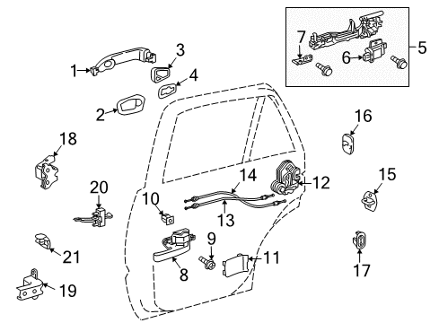 2011 Lexus LX570 Rear Door - Lock & Hardware Check Assy, Rear Door Diagram for 6864060101
