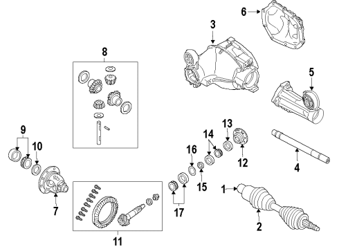 2008 Jeep Grand Cherokee Front Axle, Axle Shafts & Joints, Differential, Drive Axles, Propeller Shaft Gear Kit-Ring And PINION Diagram for 5135939AC