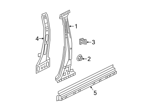 Center Pillar & Rocker RETAINER Assembly-STRIKER, RH Diagram for G66905NAMA