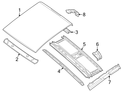 2022 Nissan Frontier Roof & Components, Exterior Trim Bow-Roof, No 1 Diagram for 73240EA830