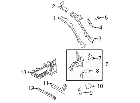 2019 Ford Transit-250 Hinge Pillar Lower Reinforcement Insulator Diagram for BK3Z61672A40A