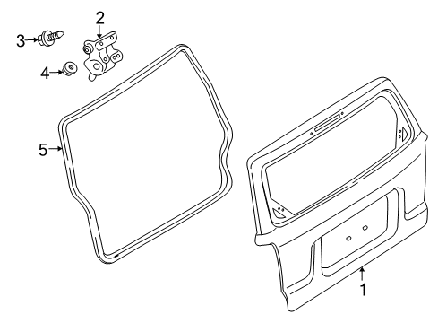 2009 Mercury Mariner Gate & Hardware Hinge Bolt Diagram for W711490S439