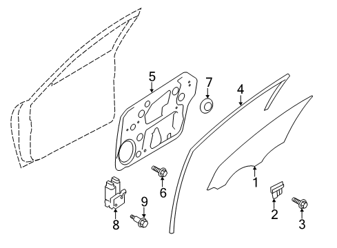 2013 Kia Optima Front Door Glass-Front Door Window L Diagram for 824112T010