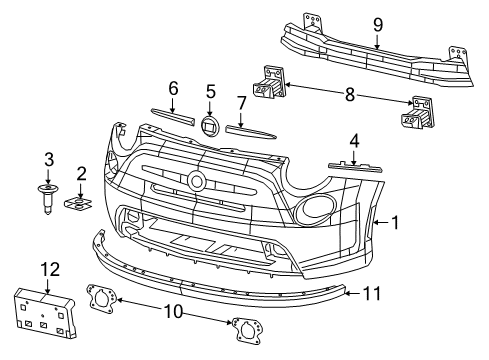 2018 Fiat 500 Front Bumper Bracket-FASCIA Support Diagram for 68074194AB