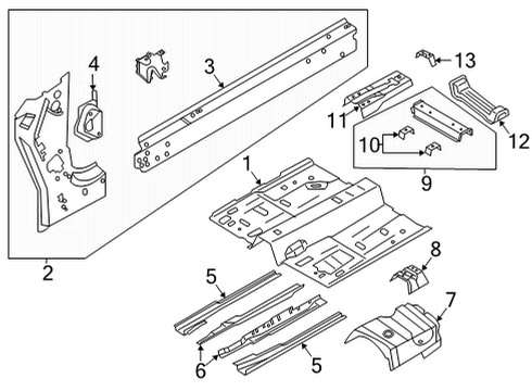 2022 Ford Bronco Sport Floor & Rails PAN ASY - FLOOR - FRONT Diagram for LX6Z7811135Q