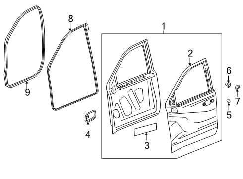 2019 Chevrolet Silverado 1500 Front Door Door Weatherstrip Diagram for 84741688