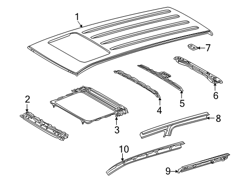 2008 Lexus LX570 Roof & Components Plate, Roof Panel Reinforcement, RH Diagram for 6316960020
