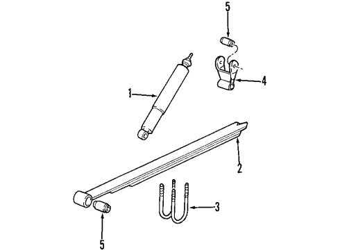 1998 Ford F-250 Rear Suspension Components, Stabilizer Bar Leaf Spring Diagram for F75Z5560BA