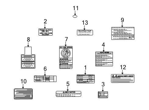 2010 Nissan GT-R Information Labels Label Diagram for 99053JW90B