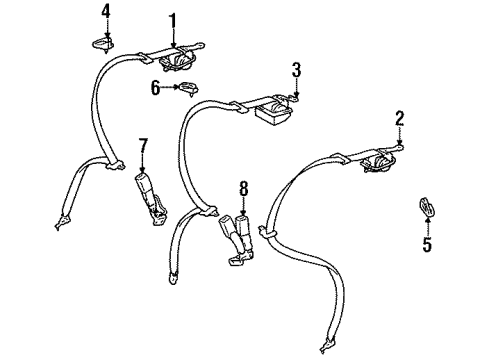 1998 Lexus LS400 Seat Belt Belt Assy, Rear Seat 3 Point Type, Outer RH Diagram for 7336050130G0