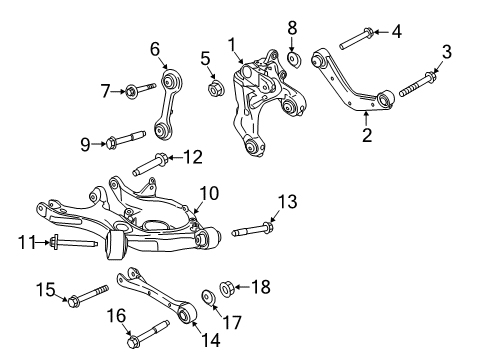 2015 Ford Edge Rear Suspension Components, Lower Control Arm, Upper Control Arm, Stabilizer Bar Lower Control Arm Rear Bolt Diagram for W716341S439