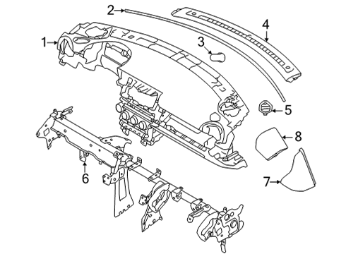 Cluster & Switches, Instrument Panel Instrument Panel Seal Diagram for SU00310672