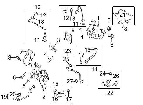 Turbocharger Oil Feed Tube Diagram for GB8Z9G440B