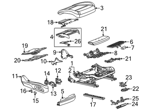 2022 Cadillac CT5 Passenger Seat Components Seat Cushion Pad Diagram for 84849646