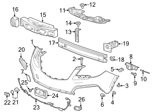 2013 Buick Encore Front Bumper Tow Bracket Cover Diagram for 25980570