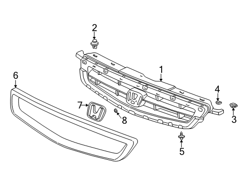 2000 Honda Civic Grille & Components Emblem, Front Center (H) Diagram for 75700S04J00