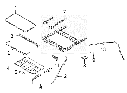 2021 Infiniti Q50 Sunroof Bracket-Sunroof Diagram for 768924GA1B