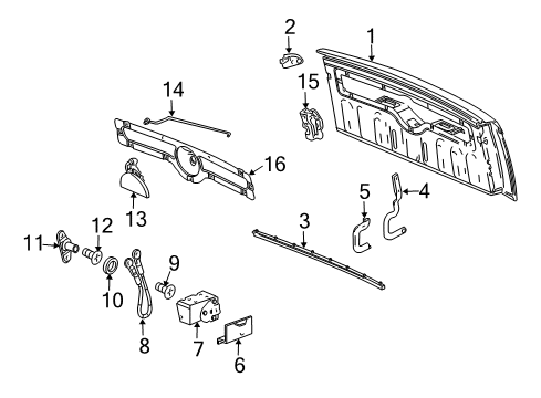 2004 Chevrolet SSR Tail Gate End Gate Latch Assembly (RH) Diagram for 15175758