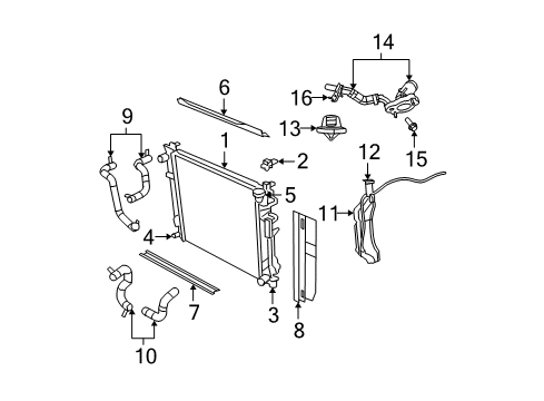 2009 Dodge Grand Caravan Radiator & Components Hose-Radiator Outlet Diagram for 5005314AA