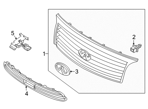 2017 Infiniti QX80 Parking Aid Front Bumper Lower Grille Diagram for 622565ZA0B