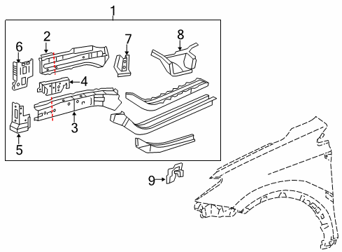 2017 Toyota RAV4 Structural Components & Rails Rail Extension Diagram for 570320R010
