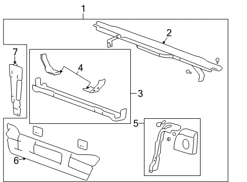 2008 Hummer H2 Radiator Support Upper Tie Bar Diagram for 19178300