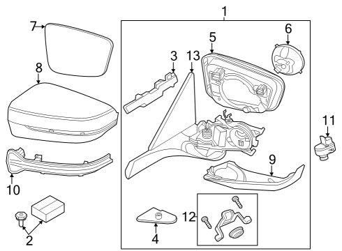 2021 BMW 840i Gran Coupe Outside Mirrors Supporting Ring Left Diagram for 51167418813