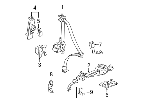 2007 Honda Odyssey Seat Belt Adjuster, Shoulder Slide *NH220L* (CLEAR GRAY) Diagram for 81460SHJA01ZB