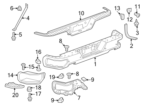 2019 Chevrolet Silverado 1500 Rear Bumper Harness Cap Diagram for 15317329