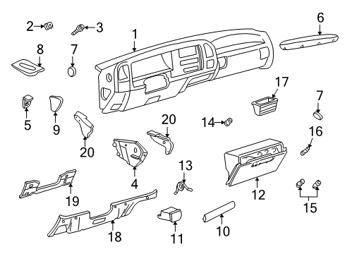 1995 GMC K1500 Instrument Panel Instrument Panel Screw Diagram for 11509645