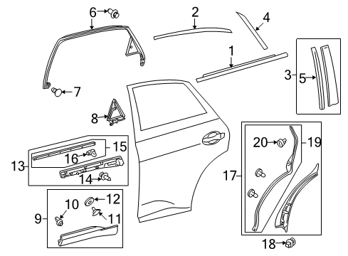 2012 Lexus RX450h Exterior Trim - Rear Door WEATHERSTRIP, Rear Door Diagram for 678950E010