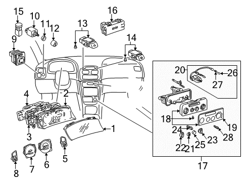 2000 Toyota Corolla Instruments & Gauges Defroster Switch Diagram for 8479002030E0