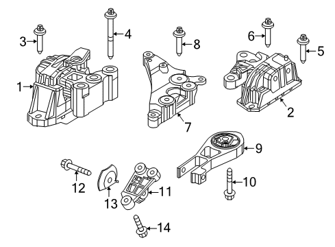 2016 Fiat 500X Engine & Trans Mounting Bracket-Transmission Mount Diagram for 68493526AA