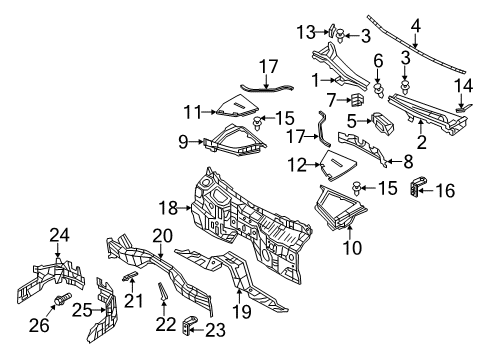 2011 Infiniti M37 Cowl Dash-Lower Diagram for 67300JK630