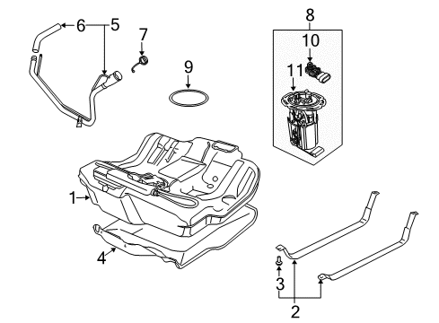 2005 Saab 9-3 Fuel System Components Cap, Fuel Tank Filler Diagram for 10372246
