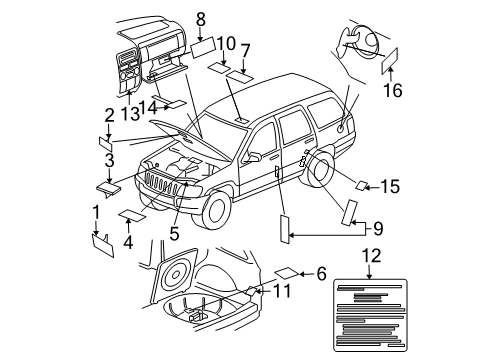2005 Jeep Grand Cherokee Information Labels Label-Air Conditioning System Diagram for 55056347AA
