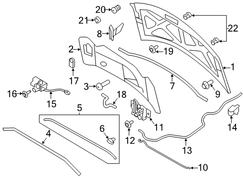 2011 Lincoln MKX Hood & Components Release Handle Diagram for 7T4Z16916A