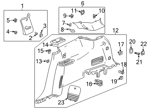 2020 Buick Enclave Interior Trim - Quarter Panels Rear Quarter Trim Cap Diagram for 84217869