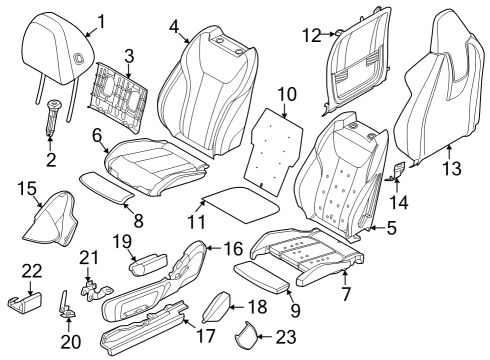Driver Seat Components Cover, Comfort. Backrest, A/C Leather, Left Diagram for 52107472513