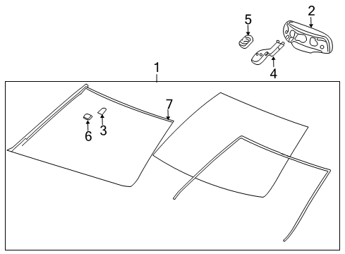 2010 Cadillac CTS Windshield Glass, Reveal Moldings Cover-Inside Rear View Mirror Wiring Harness Upper Diagram for 25796687