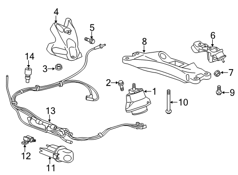 2016 Cadillac ATS Engine & Trans Mounting Vacuum Hose Diagram for 23234892