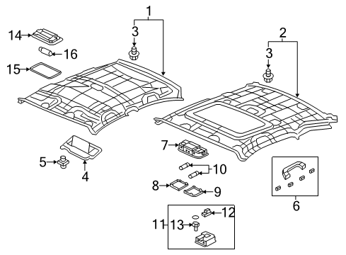 2014 Honda Civic Sunroof Holder Assy., Sunvisor *NH220L* (CLEAR GRAY) Diagram for 88217TR0A01ZA