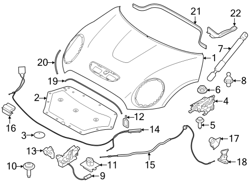 Hood & Components Left Engine Hood Hinge Diagram for 41007370303
